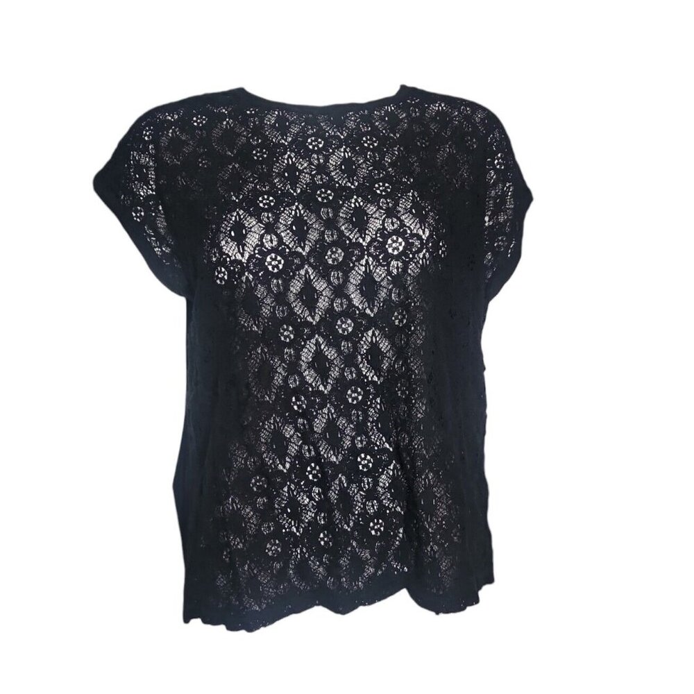 Old Navy Top Womens Size Large Solid All Black Pu… - image 1